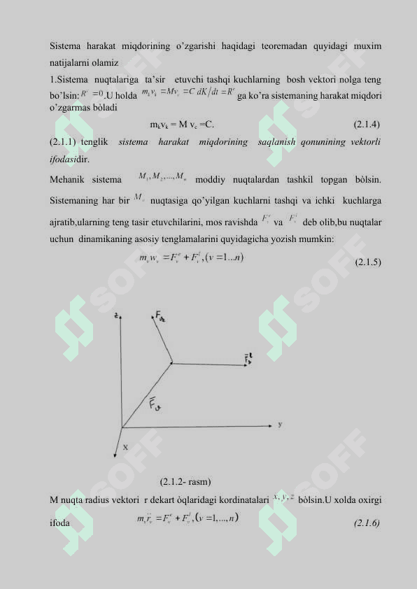 HARAKAT MIQDORI O'ZGARISHI HAQIDAGI TEOREMANI MODDIY NUQTA TEZLIGINI ANIQLASHGA TATBIQ QILISH..docx 5