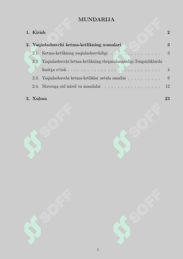 Yaqinlashuvchi ketma-ketliklarning xossalari 2