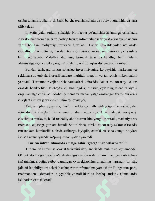 O‘ZBEKISTONDA TURIZM SOHASIDA AMALGA OSHIRILAYOTGAN VA AMALGA OSHIRILGAN ISLOHOTLAR TAHLILI 6