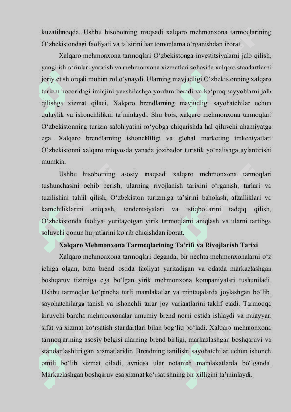 XALQARO MEHMONXONA TARMOQLARI VA ULARNING AHAMIYATI 3