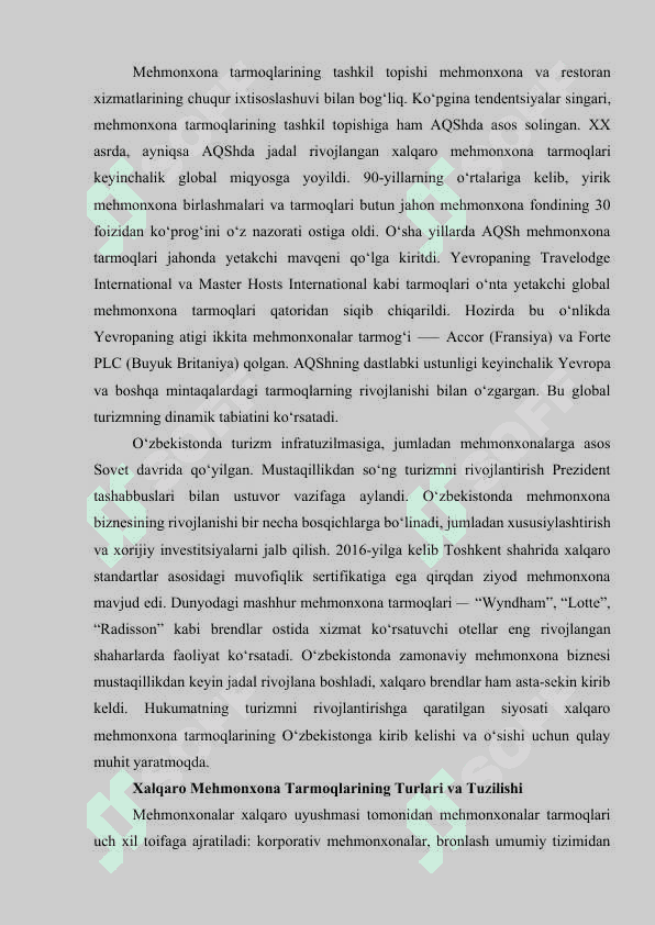 XALQARO MEHMONXONA TARMOQLARI VA ULARNING AHAMIYATI 4
