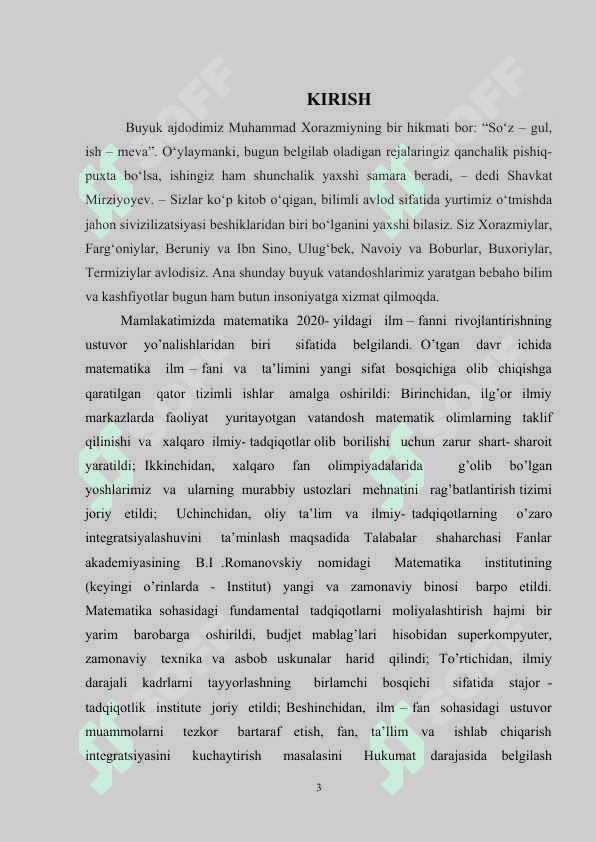 Parabolik tipdagi  buzuladigan tenglamalar uchun chegaraviy masalalar 3