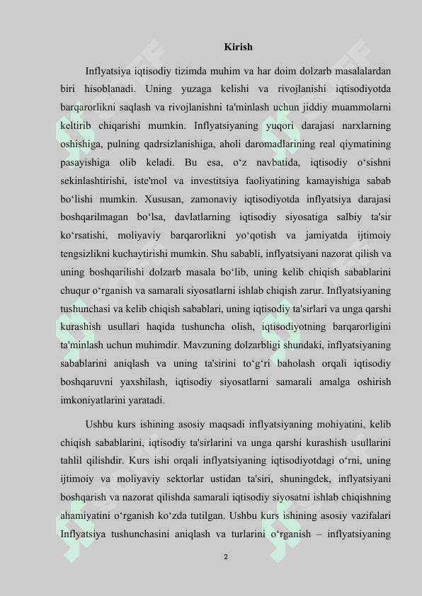 Inflyatsiyani mohiyati kelib chiqish sabablari. 2