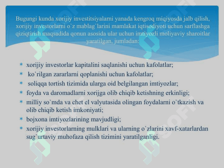 Xorijiy investitsiyalarni jalb qilishning chet el tajribasi 4