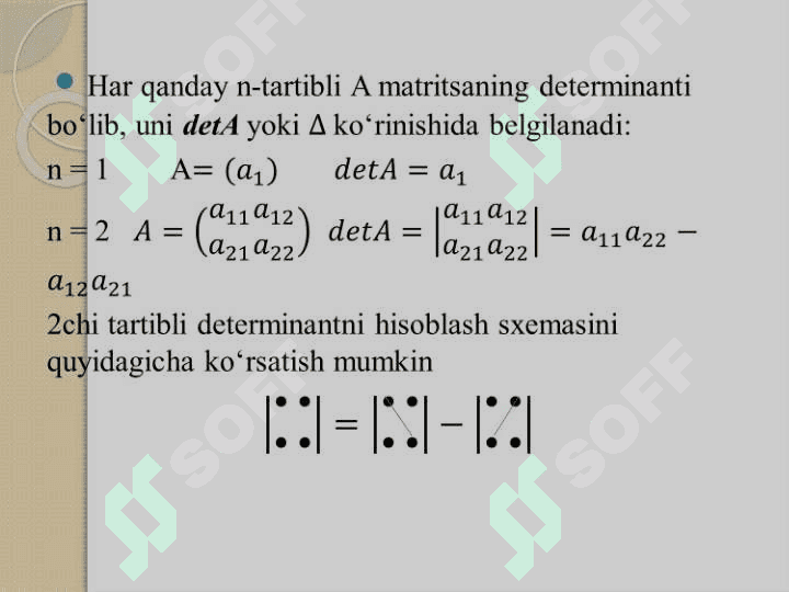 Determinantlar. Matritsalar. CHTS 4
