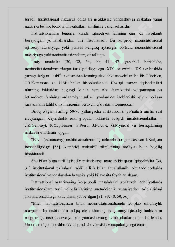 INSTITUTSIONAL NAZARIYANING PAYDO BOʻLISHI VA RIVOJLANISH BOSQICHLARI 6