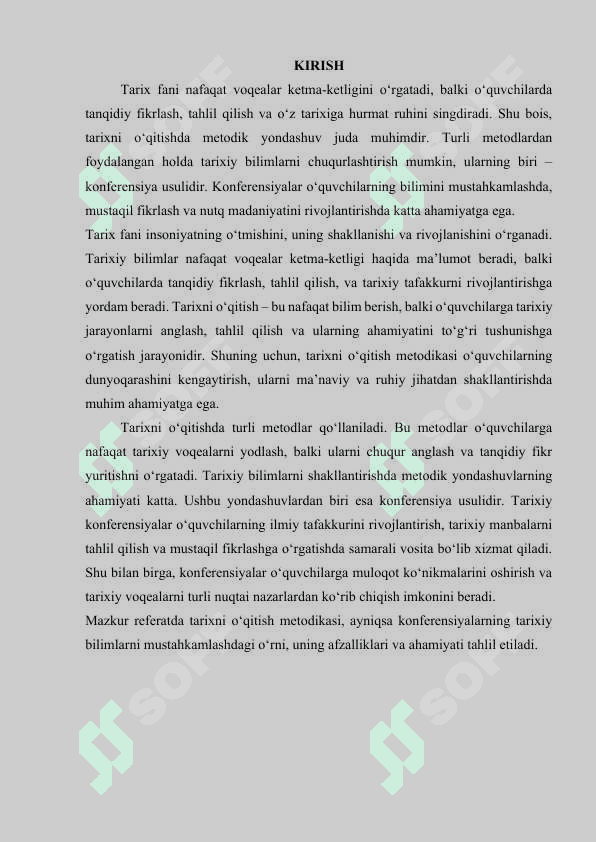 Konferensiyalarning tarixiy bilimlarni mustahkamlashdagi o‘rni 2