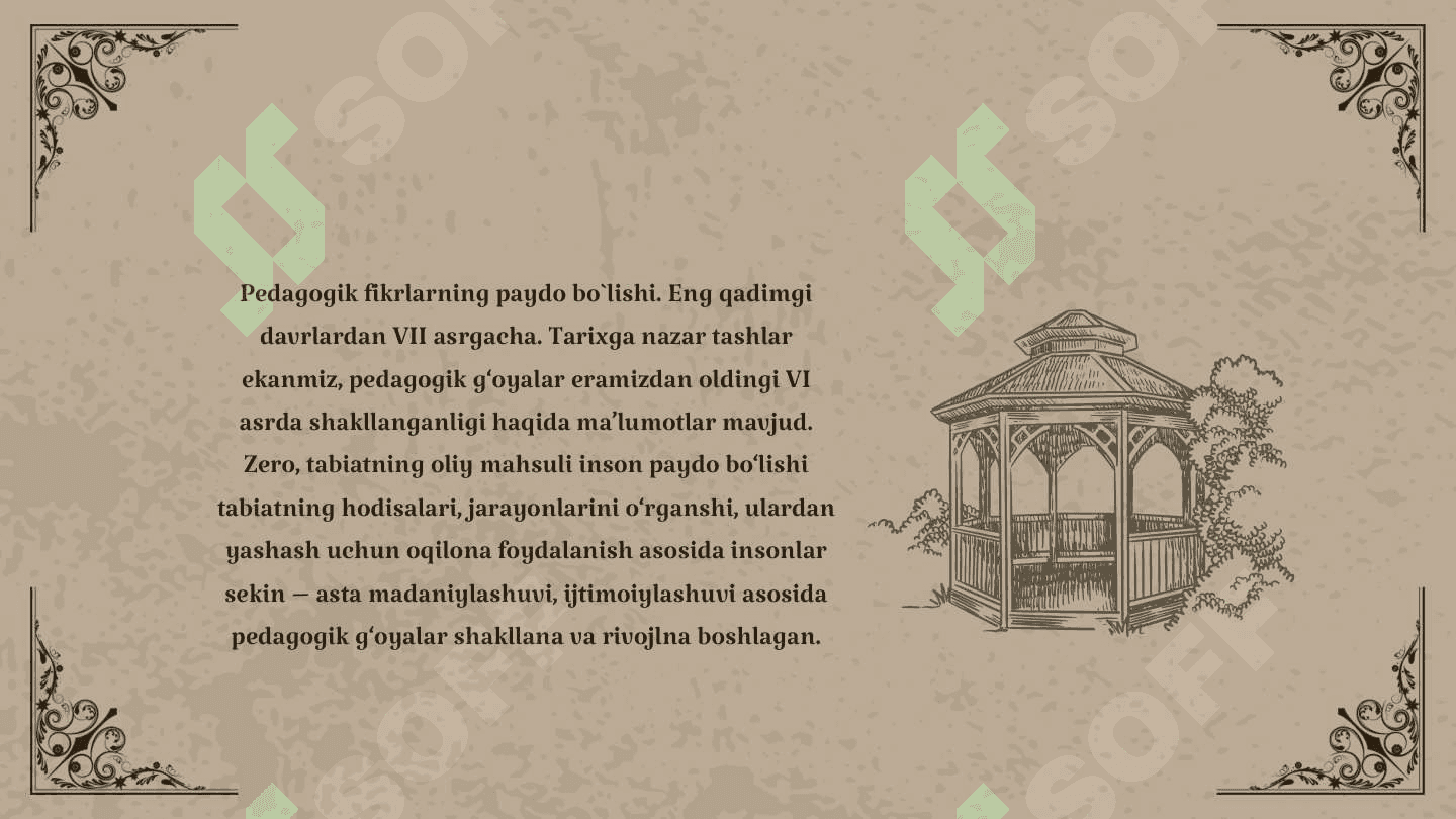 Eng qadimgi davrlardan vii asrgacha ta'lim tarbiya va pedagogik fikrlar tarixi 2