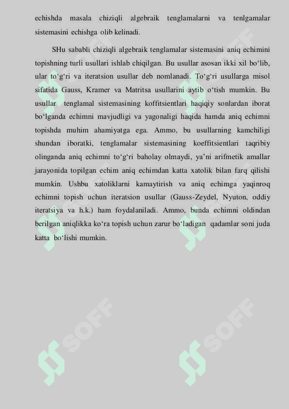 CHIZIQSIZ TENGLAMALAR SISTEMASINI YECHISHNING YUQORI TARTIBLI USULLARI 4
