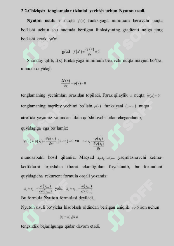CHIZIQSIZ TENGLAMALAR SISTEMASINI YECHISHNING YUQORI TARTIBLI USULLARI 7