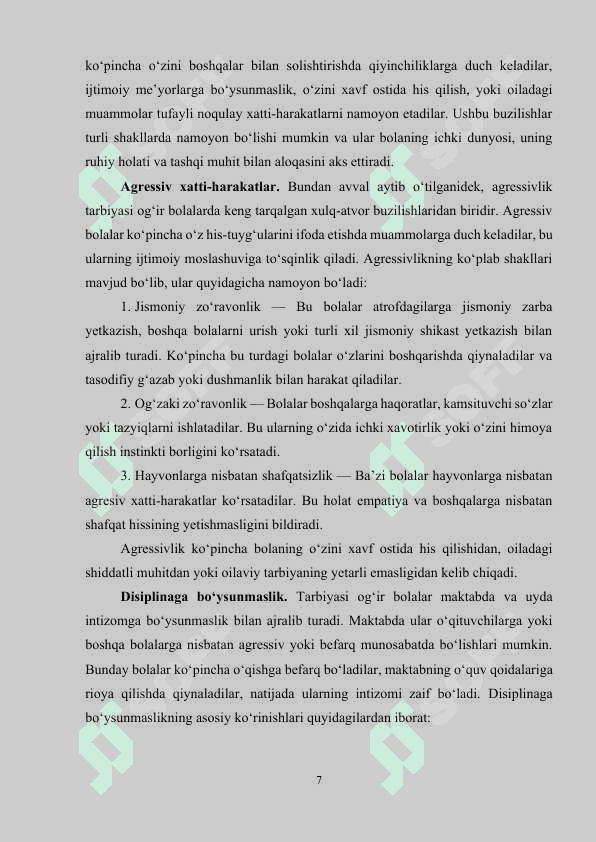 Tarbiyasi og‘ir bolalar bilan ishlashning ijtimoiy pedagogik texnologiyalari. 7