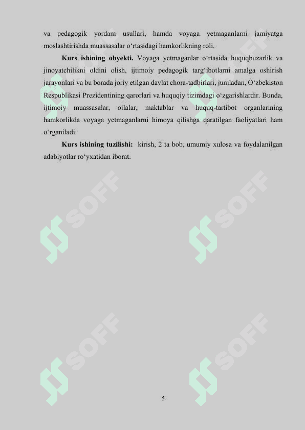 Voyaga yetmaganlar oʻrtasida turli xuquqbuzarlik va jinoyatchilarni oldini olishga qaratilgan ijtimoiy pedagogik targʻibotlar 5