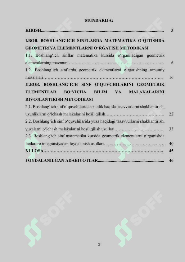 Boshlang‘ich sinflarda matematika o‘qitishda geometriya elementlarni o‘rgatish metodikasi 2