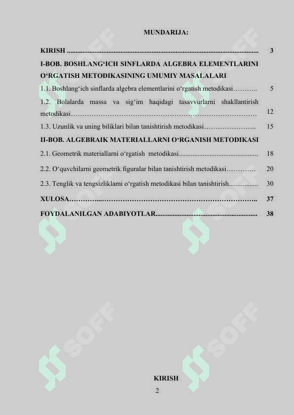 Boshlangʻich sinflarda matematika oʻqitishda algebra elementlarini oʻrgatish metodikasi 2
