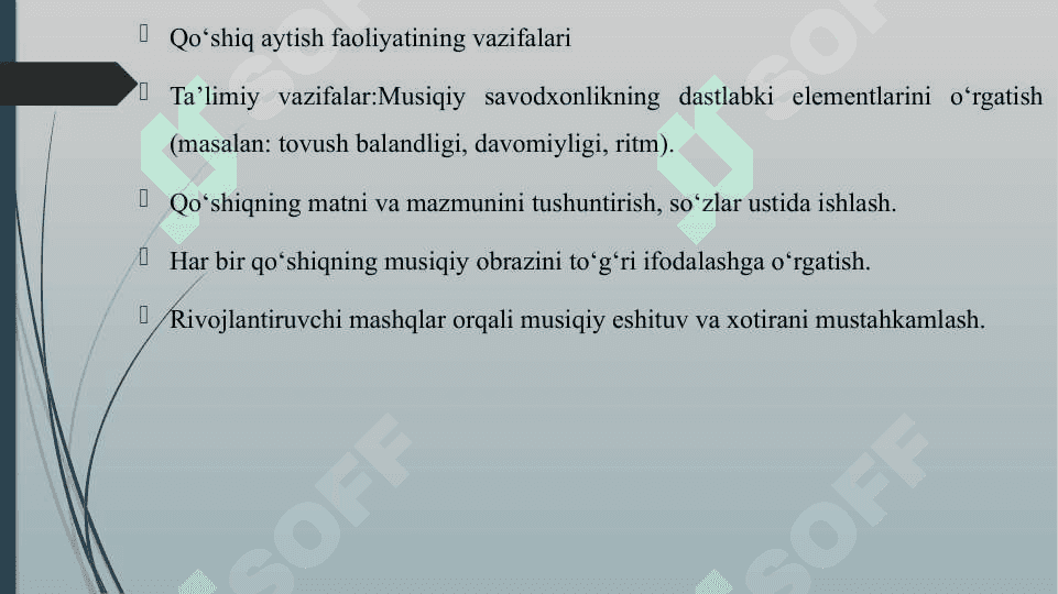QO'SHIQ AYTISH FAOLIYATLARINING MAQSAD VA VAZIFALARI 7