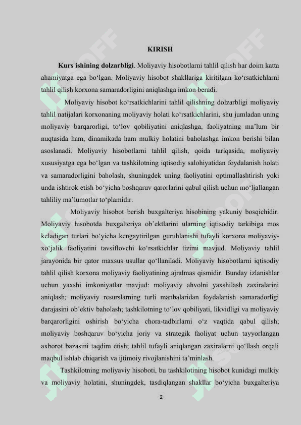KORXONA MOLIYAVIY HISOBOTLARI VA ULARNING TAHLILI 2
