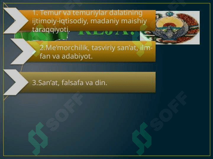 TEMUR VA TEMURIYLAR  DAVRI MA’DANIYATI 2
