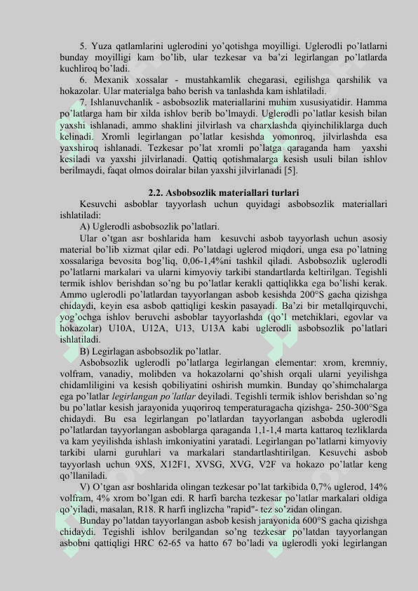 Zamonaviy kesuvchi asboblar uchun asbobsozlik materiallari 2