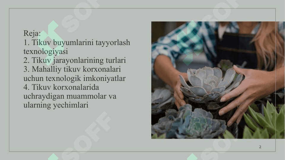 Mahalliy tikuv korxonalarida tikuv buyumlarini tayyorlash texnologiyasi va texnologik jarayonlari 2