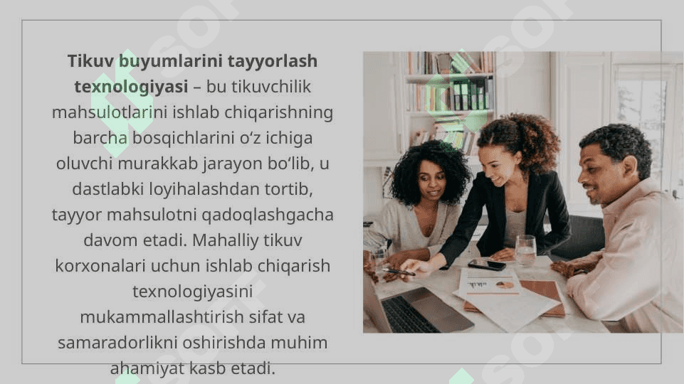 Mahalliy tikuv korxonalarida tikuv buyumlarini tayyorlash texnologiyasi va texnologik jarayonlari 3