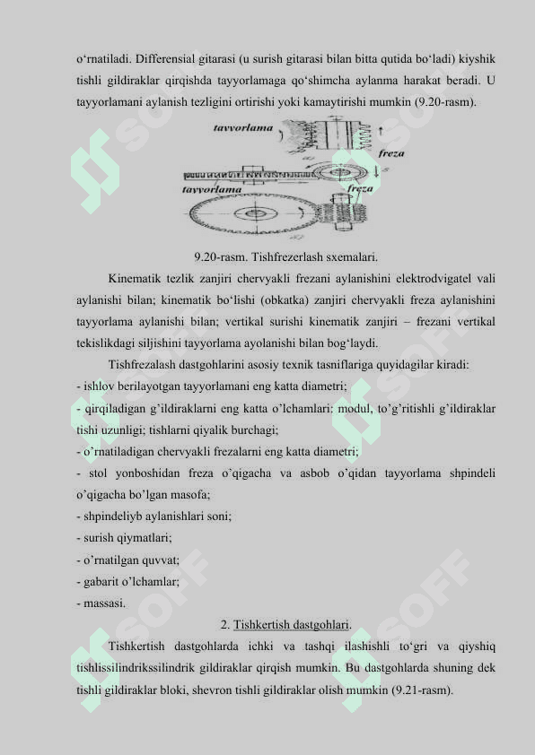 Rezba qirquvchi va tishga ishlov beruvchi dastgohlar. Tortish va randalash dastgohlari. 2