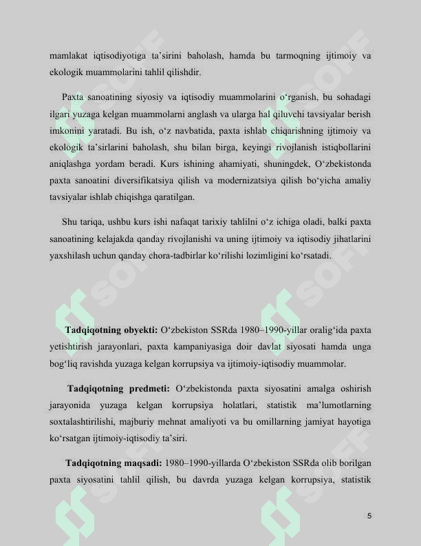 Òzbekistinda paxta ishi  kurs ishi 5