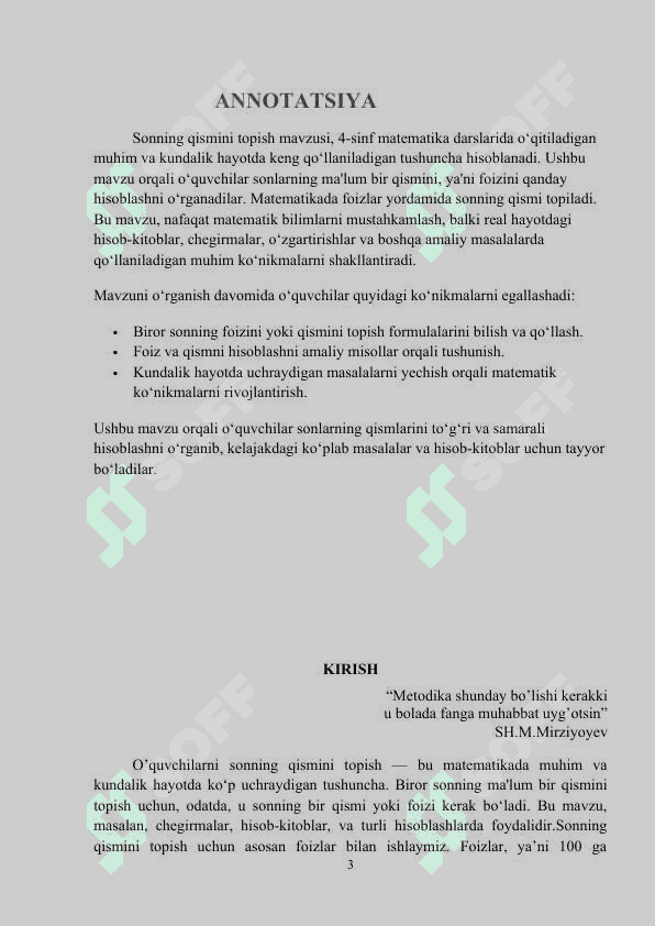 “Sonning qismini topish” mavzusidagi MIKRODARS (dars ishlanma) 3