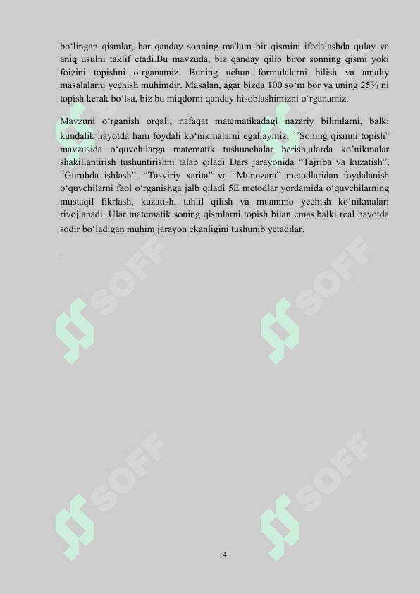 “Sonning qismini topish” mavzusidagi MIKRODARS (dars ishlanma) 4