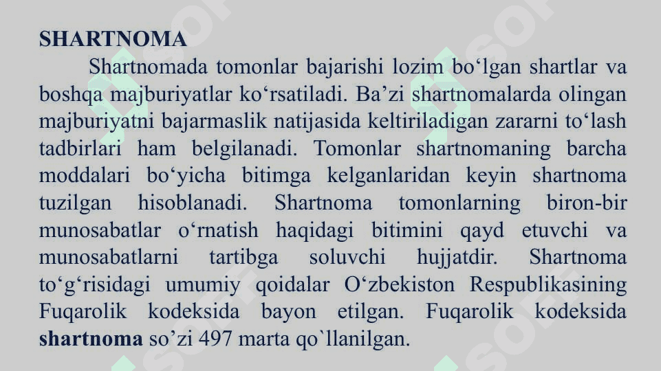 Shartnomaning o'ziga xos xususiyatlari 4
