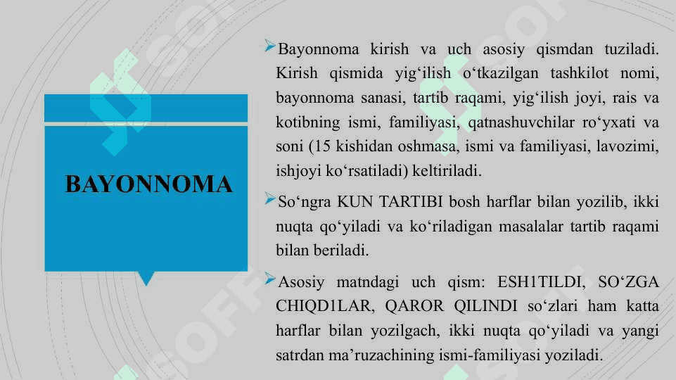 Ma'lumot-axborot hujjatlari, bayonnoma va undan ko'chirma, dalolatnoma, ma'lumotnoma 3