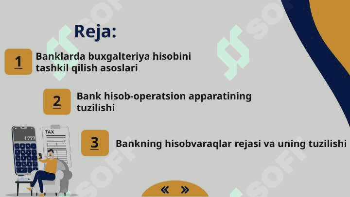 Banklarda buxgalteriya hisobining tashkiliy asoslari slayd 2