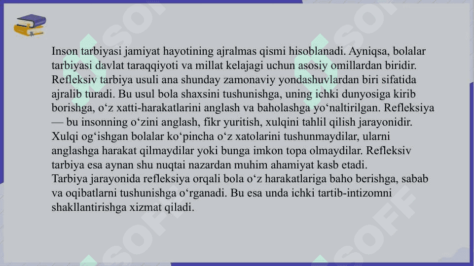 Refleksiv tarbiya usuli va uni xulq ogʻishishini toʻgʻirlashda qoʻllash slayd 3