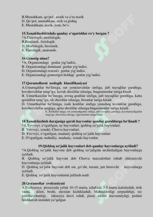 chorvachilik yakuniy savollari 500 ta 3
