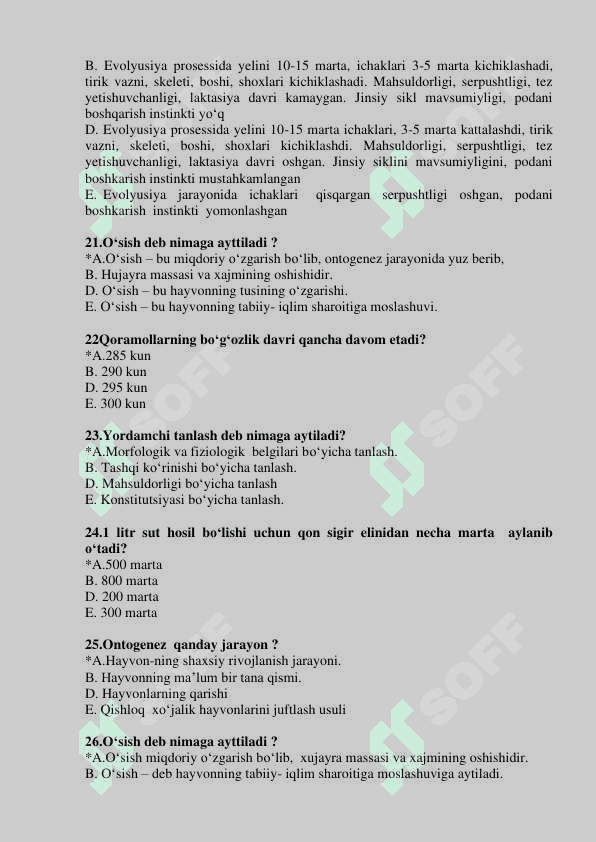 chorvachilik yakuniy savollari 500 ta 4