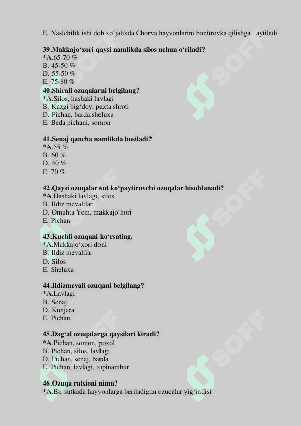 chorvachilik yakuniy savollari 500 ta 7