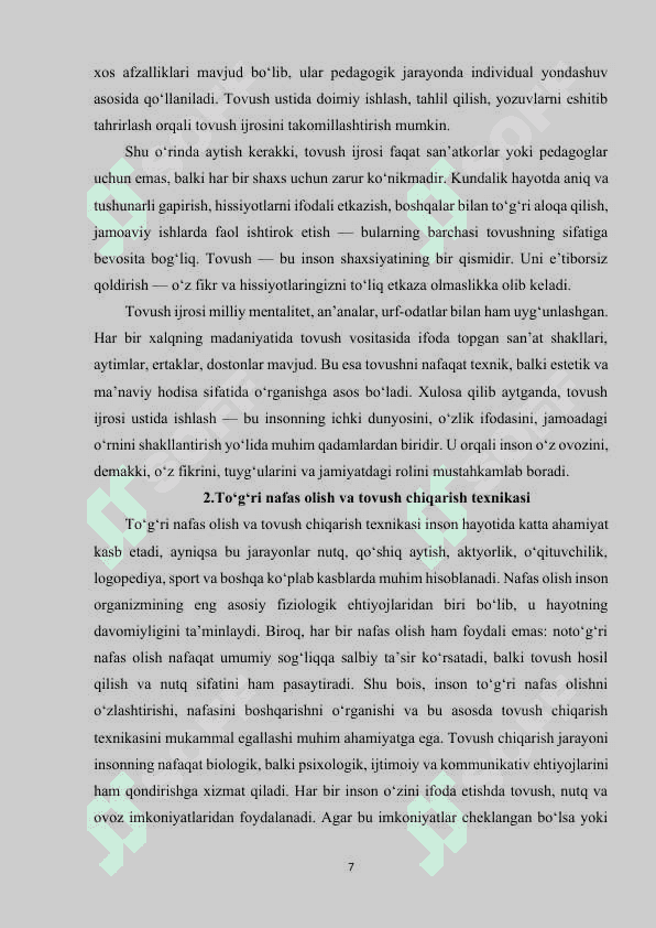 Tovush ijrosi ustida ishlash 7