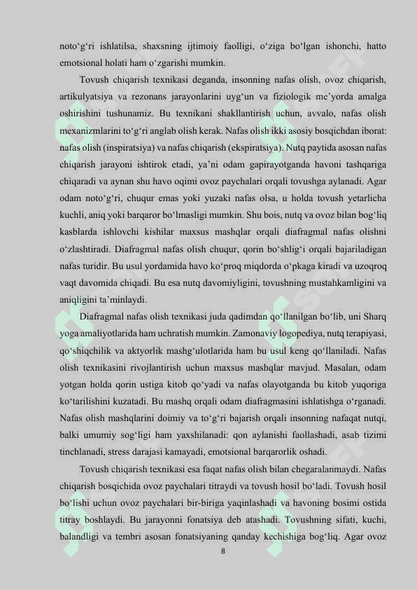 Tovush ijrosi ustida ishlash 8