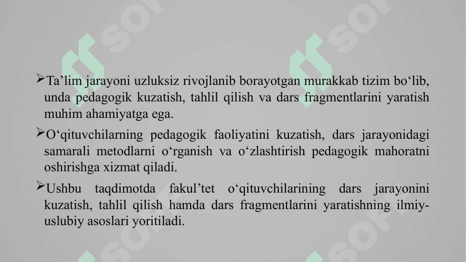 Fakul'tet o'qituvchilarining darslarini kuzatish va dars fragmentini yaratish 4