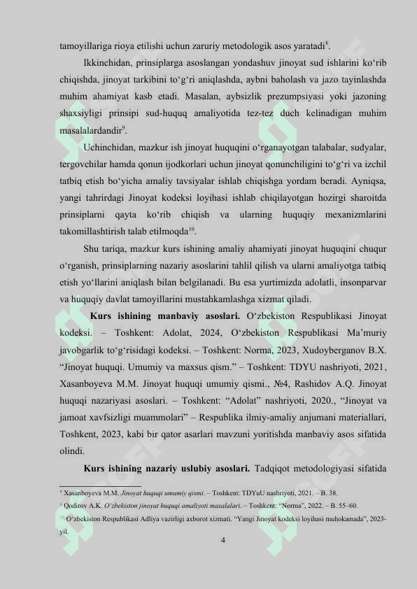 JINOYAT HUQUQI PRINSIPLARI TUSHUNCHASI  VA  TURLARI kurs ishi 4