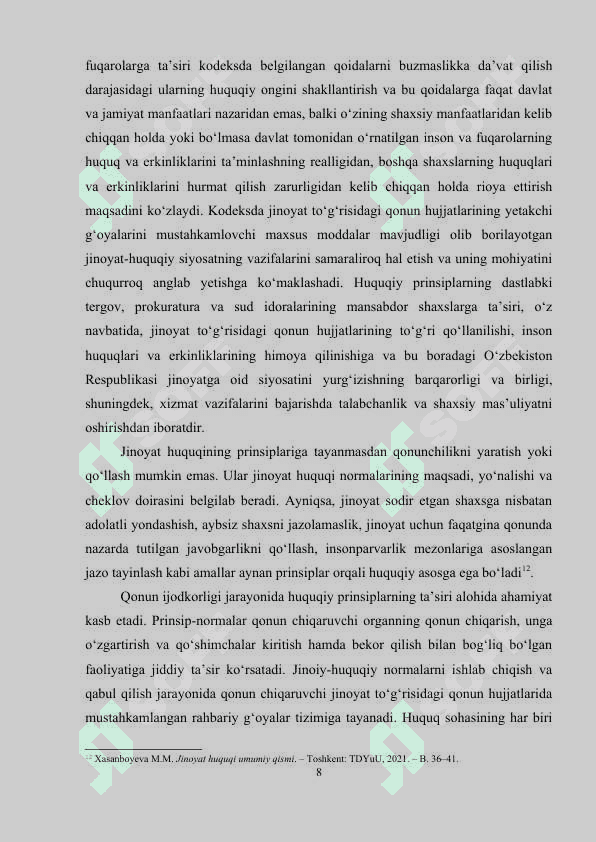 JINOYAT HUQUQI PRINSIPLARI TUSHUNCHASI  VA  TURLARI kurs ishi 8
