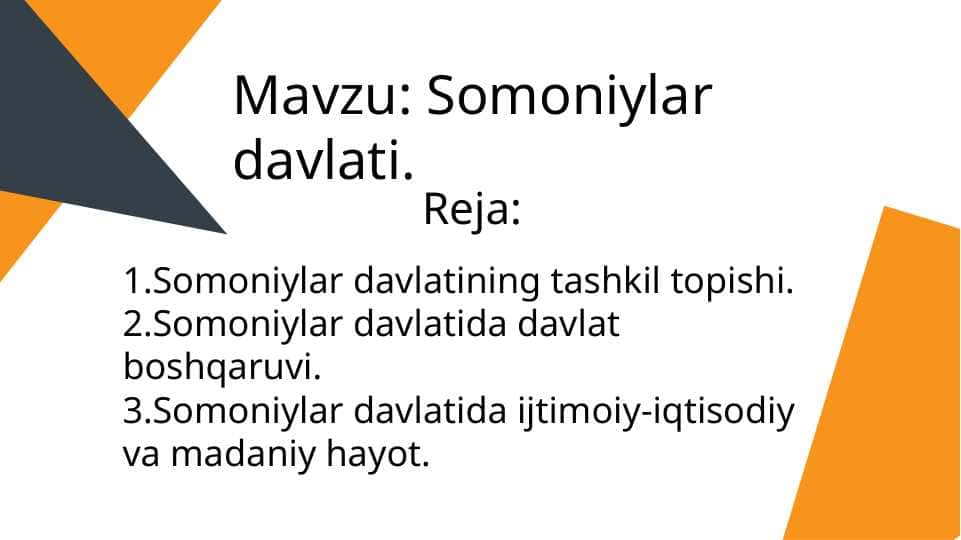 Somoniylar davlati. 1