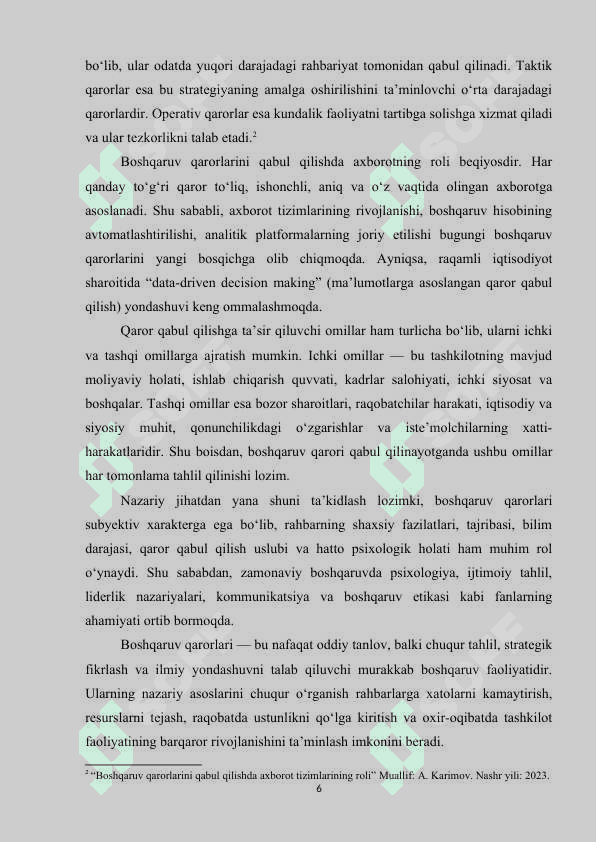Boshqaruv qarorlari. 6