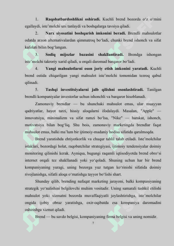 Brending tarkibiy qismlari. 7