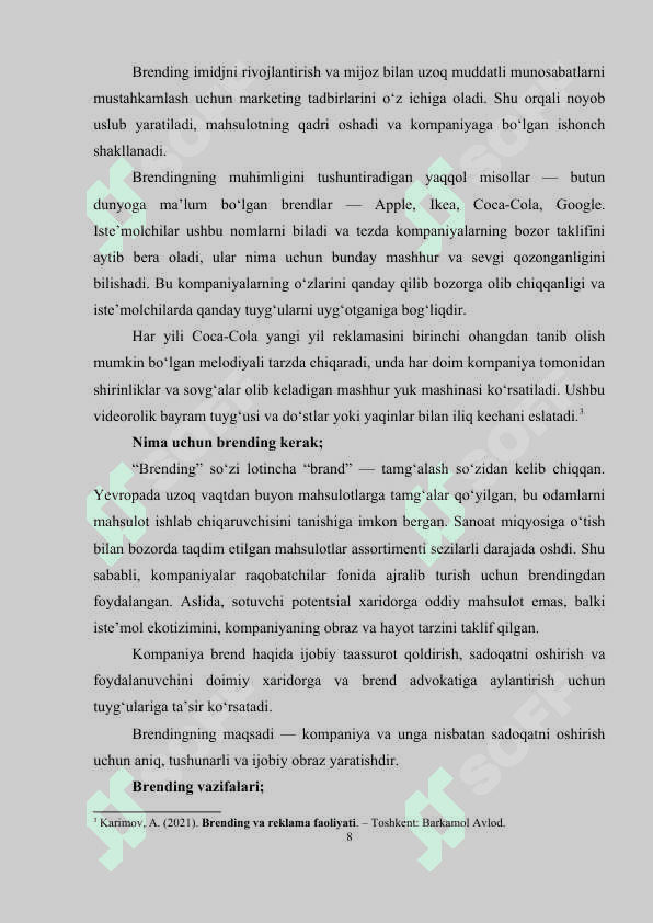 Brending tarkibiy qismlari. 8