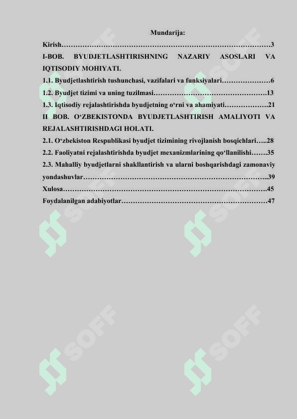 Byudjetlashtirish va uning faoliyatini rejalashtirishda tutgan o‘rni 2