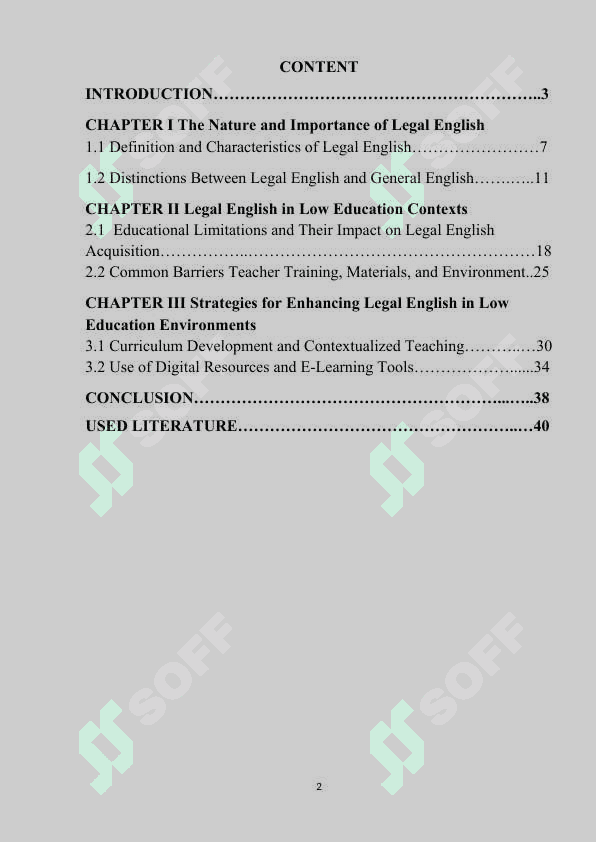 The role of English for legal purposes in Low Education 2