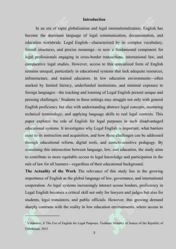 The role of English for legal purposes in Low Education 3