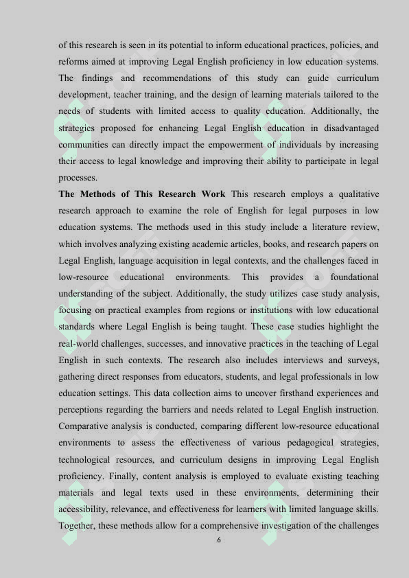 The role of English for legal purposes in Low Education 6