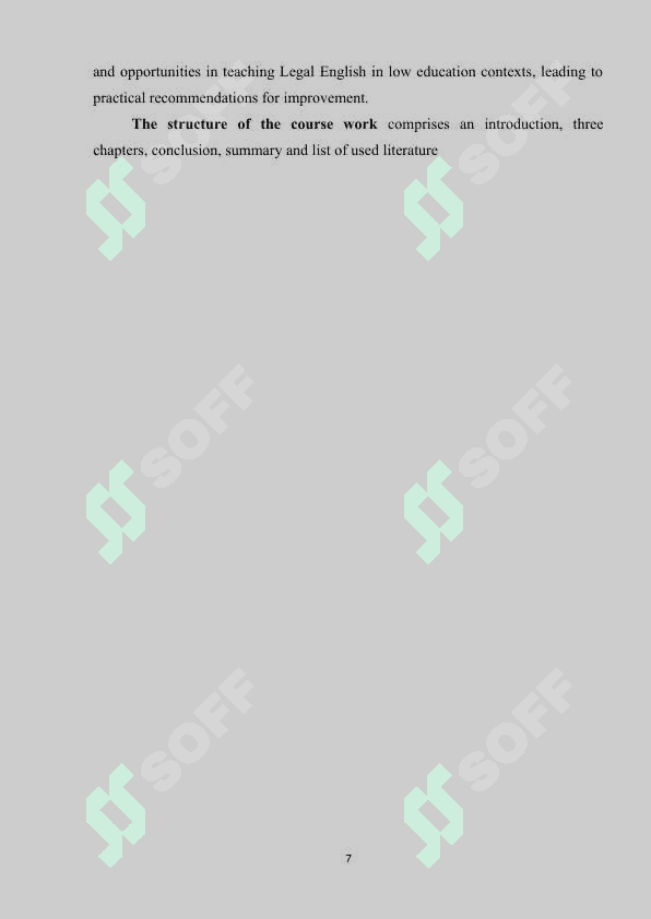 The role of English for legal purposes in Low Education 7