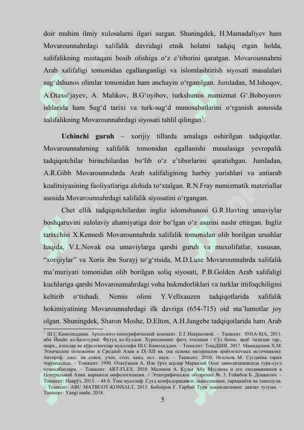 Arab istelosi tarixshunosligi kurs ishi 5